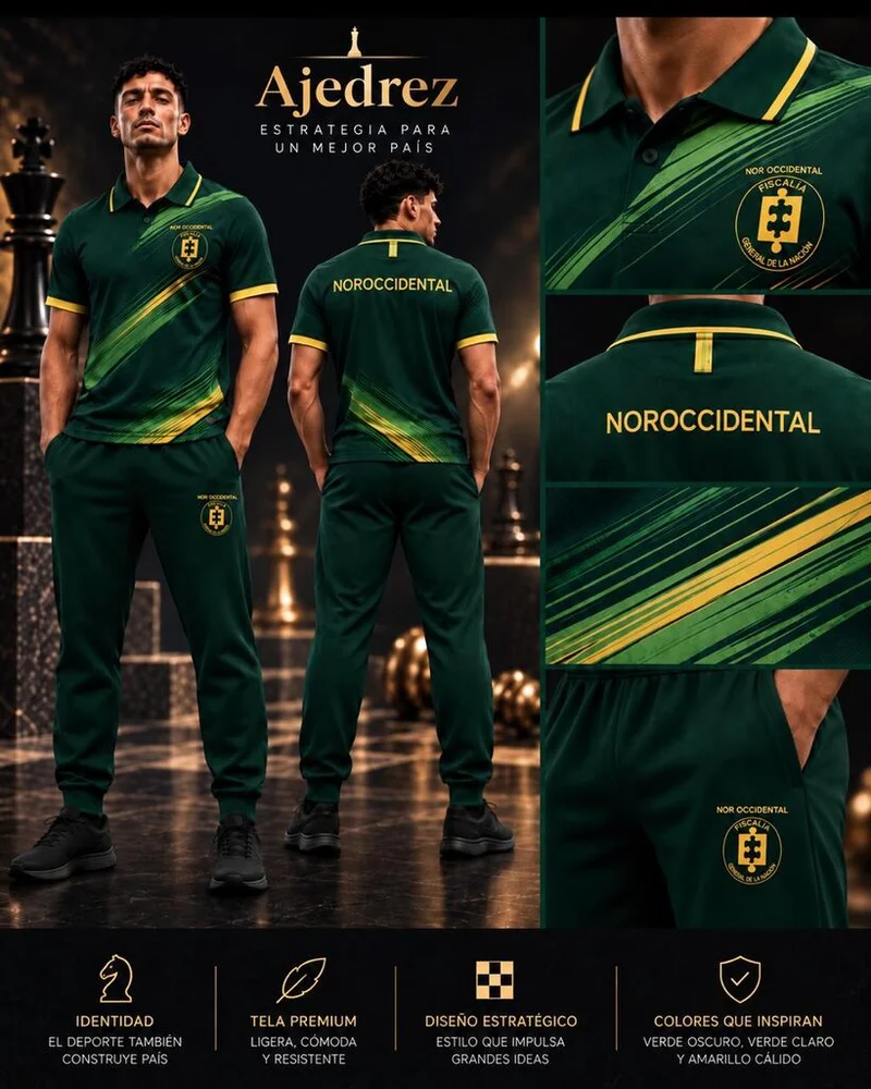 Uniforme masculino de Ajedrez, línea verde oscuro