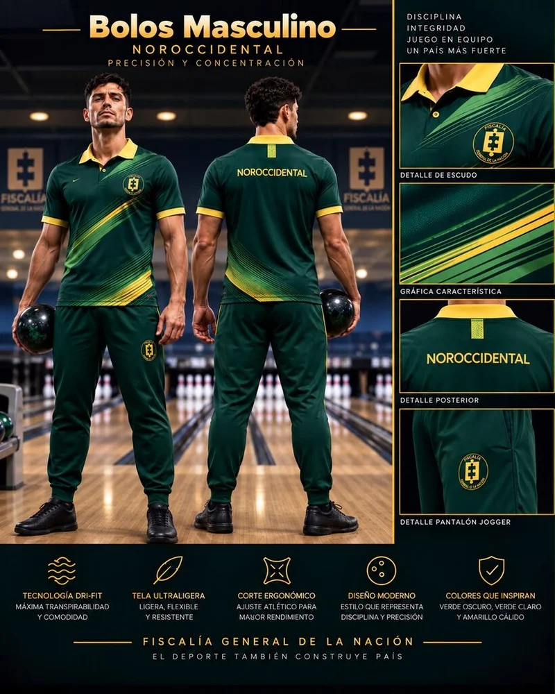 Uniforme masculino de Bolos, línea verde oscuro