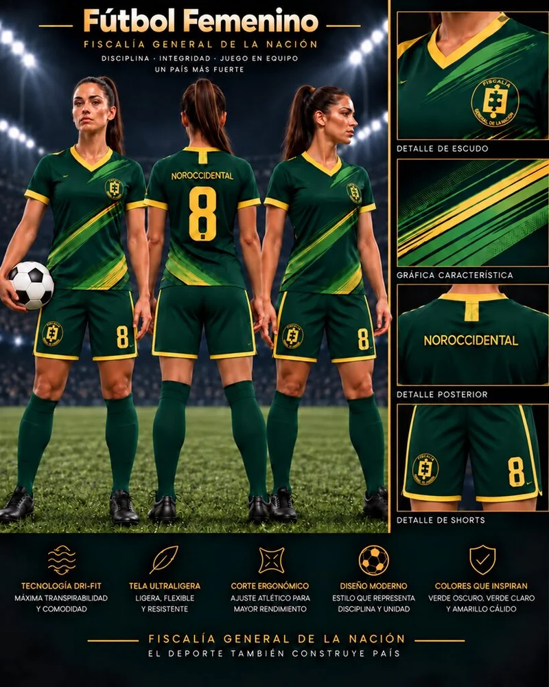 Uniforme femenino de Fútbol, línea verde oscuro
