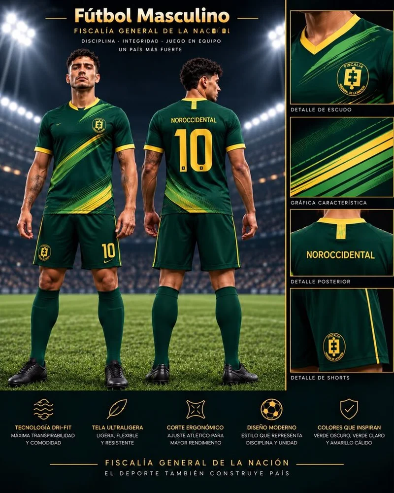 Uniforme masculino de Fútbol, línea verde oscuro
