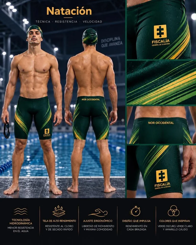 Uniforme de Natación, línea verde oscuro