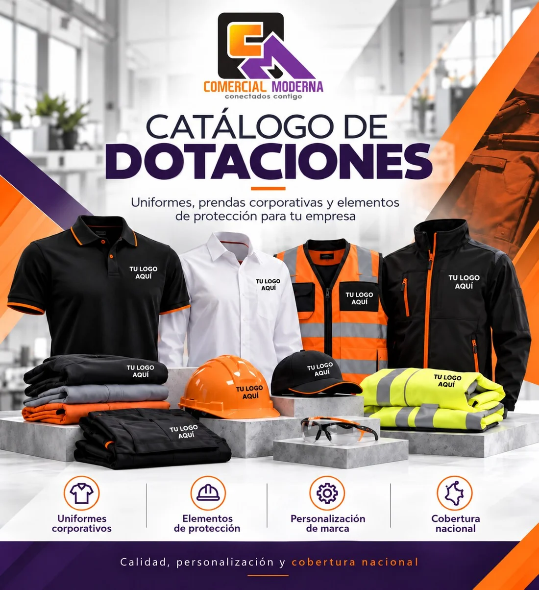 Catálogo de Dotaciones de Comercial Moderna: uniformes, prendas corporativas y elementos de protección para tu empresa