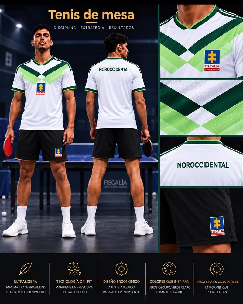 Uniforme masculino de Tenis de mesa, línea blanca