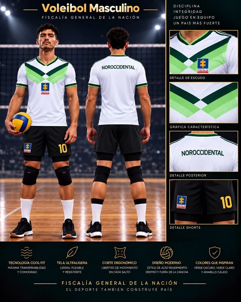 Uniforme masculino de Voleibol, línea blanca