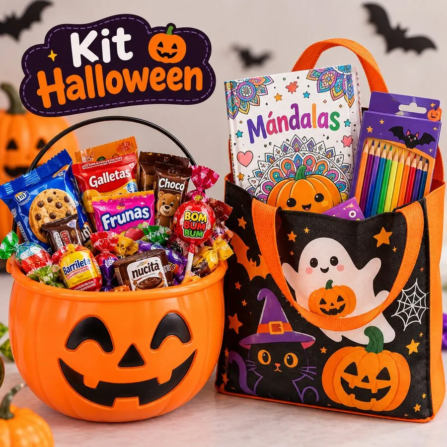 Kit Halloween: Calabaza, Dulces y Mándalas